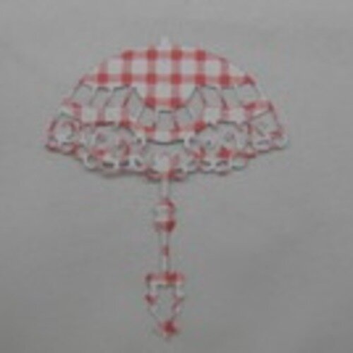 N°65 ombrelle en papier vichy rouge et blanc découpage et embossage  très fin 