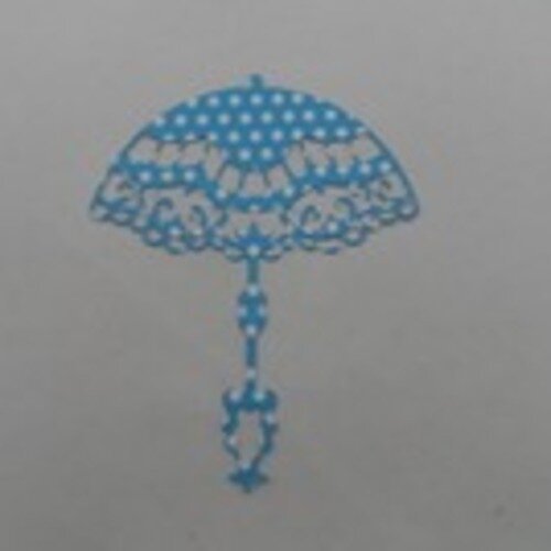 N°65 ombrelle en papier fond bleu à pois blanc découpage et embossage  très fin 