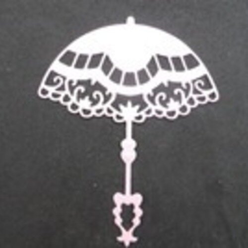 N°65 ombrelle en papier rose découpage et embossage  très fin