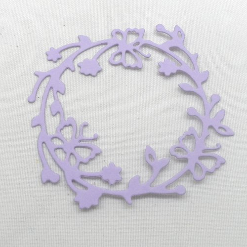 N°67 couronne fleurs et papillons découpage  en  papier  violet  clair