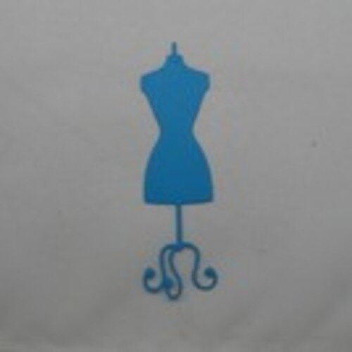 N°78 d'un mannequin de couture  en papier bleu turquoise  découpage