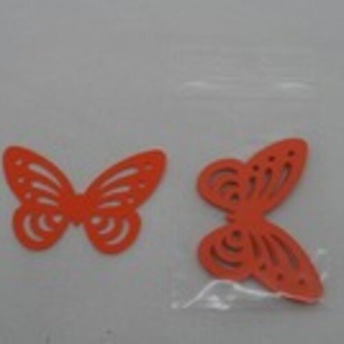 N°81 lot de dix papillons en papier orange   embellissement