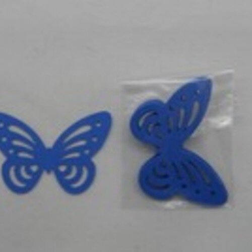 N°81 lot de dix papillons en papier  bleu  foncé  embellissement