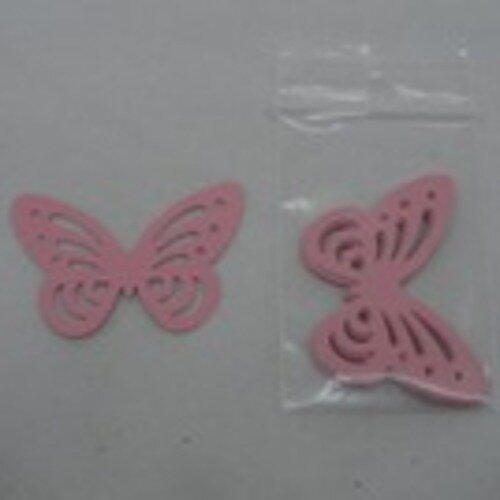 N°81 lot de dix papillons en papier  rose n°1   embellissement