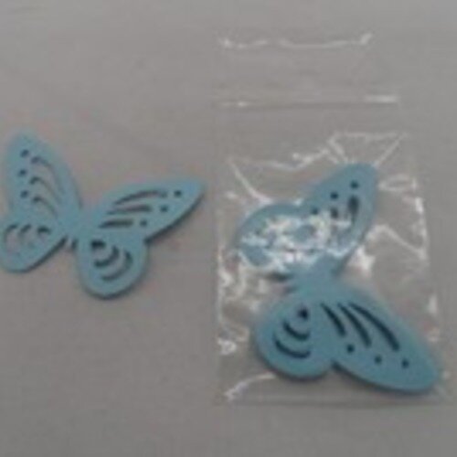 N°81 lot de dix papillons en papier  bleu  embellissement