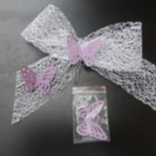 N°81 lot de 12 papillons en papier fin    mauve pale     embellissement