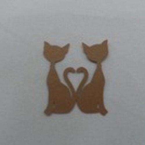 N°91  d'un couple de chat cœur  en papier  marron n°1  découpage
