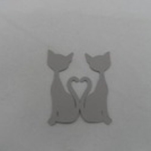 N°91  d'un couple de chat cœur  en papier gris n°1  découpage