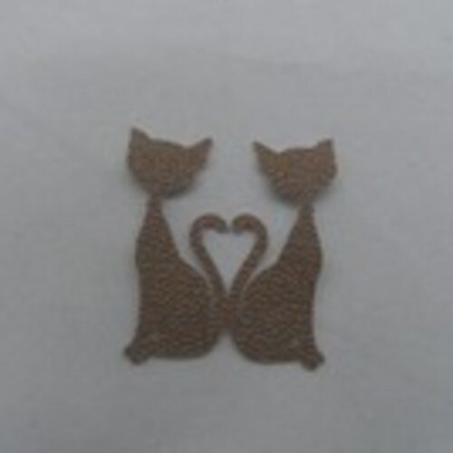 N°91  d'un couple de chat cœur  en papier tapisserie marron découpage