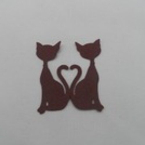 N°91 d'un couple de chat cœur  en papier   marron foncé n°1 bis  découpage