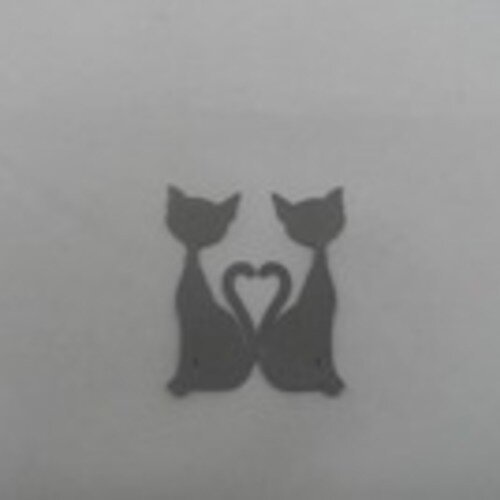 N°91  d'un couple de chat cœur  en papier  gris foncé    découpage