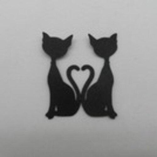 N°91  d'un couple de chat cœur  en papier  noir   découpage