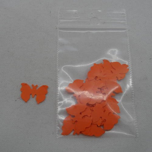 N°1005  lot de 25 petits papillons  en papier  orange  pour  embellissement