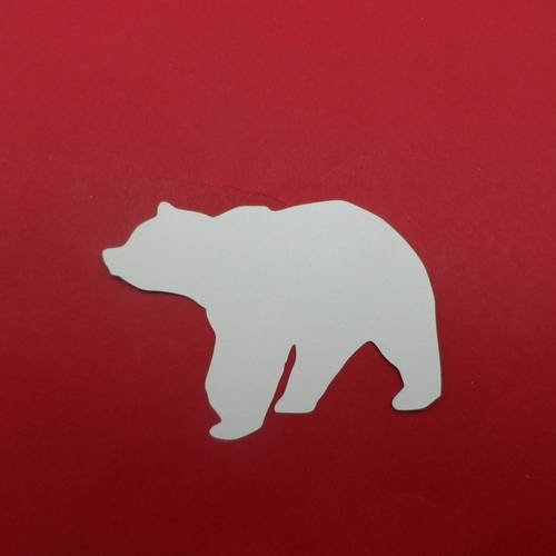 N°861 grand  ours  en papier gris très pale   découpage 