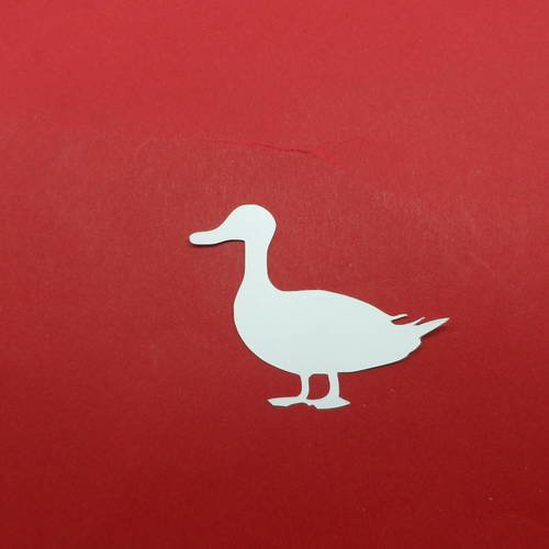N°856  petit canard  en papier blanc    découpage 
