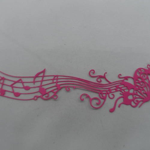 N°853 papillon avec une portée notes de musique  en papier fuchsia     découpage