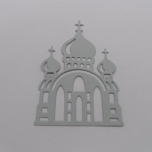 N°812 eglise orthodoxe   en papier gris clair     découpage fin 