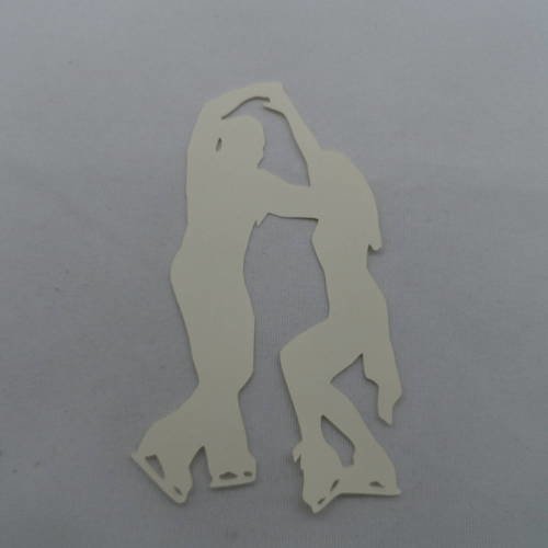 N°842   couple patinage artistique n°2   en papier ivoire   découpage