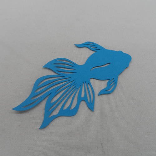 N°218  poisson   en papier bleu turquoise  embellissement 