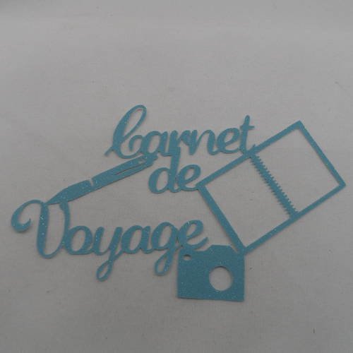 N°793 mots  carnet de voyage   en papier  tapisserie bleu à paillette   avec stylo cahier appareil 