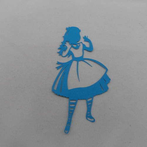 N°824  jolie petite fille  "modèle"    en papier  bleu turquoise