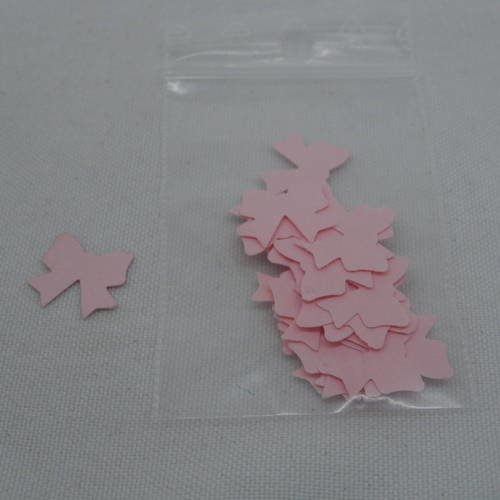 N°1000 de 25 petits nœuds en papier rose   pour  embellissement