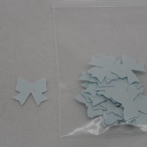 N°1000   lot de 25 petits nœuds en papier bleu irisé  pour  embellissement