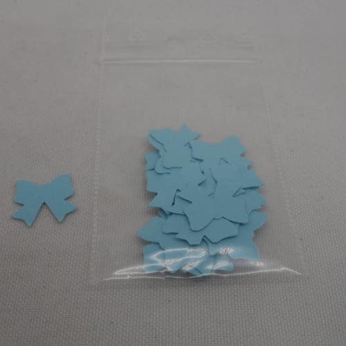 N°1000  lot de 25 petits nœuds en papier bleu ciel n°1  pour  embellissement