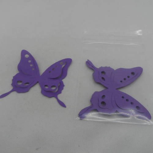 N°82 lot de cinq papillons mireille  en papier violet n°1   embellissement