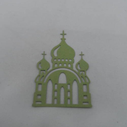 N°812 eglise orthodoxe   en papier vert    découpage fin 