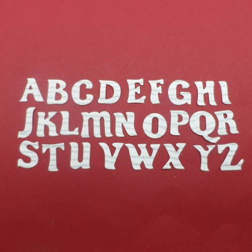 N°626 lettre tout alphabet de a à z  vendu à la lettre  en papier tapisserie fond blanc à rayures gris à paillette   découpage