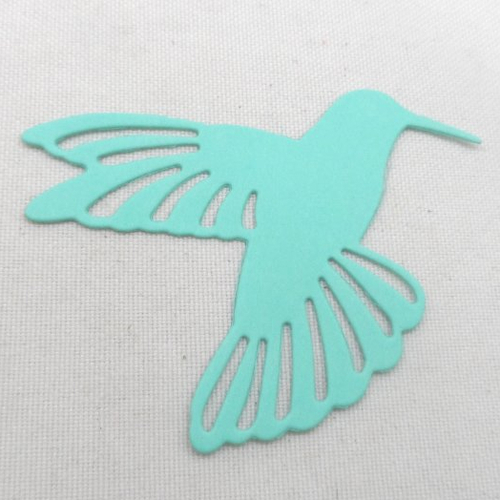 N°471 d'un joli  oiseau colibris  en papier vert "menthe"   découpage