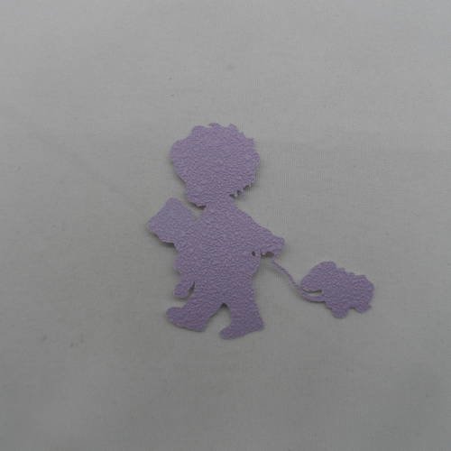 N°780   enfant avec ourson et un mouton   en papier tapisserie violet   embellissement