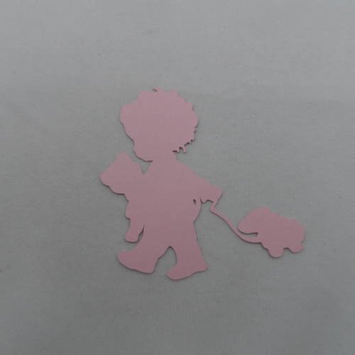 N°780   enfant avec ourson et un mouton   en papier rose  embellissement