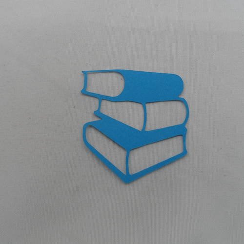 N°656 pile de trois livres  en papier bleu turquoise  découpage  fin 