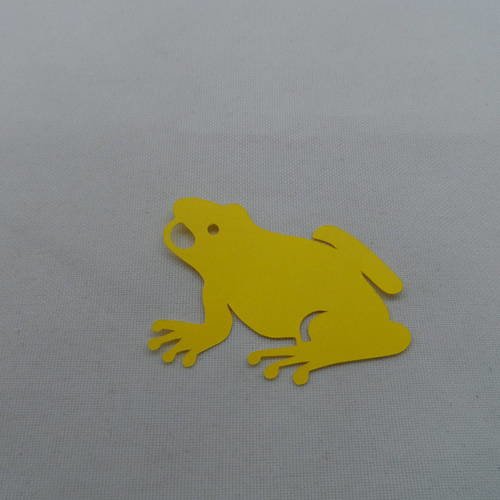 N°778 jolie petite grenouille  en papier  jaune  découpage fin 
