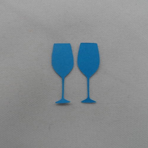 N°400 lot de 2 verres à  pied en papier bleu turquoise