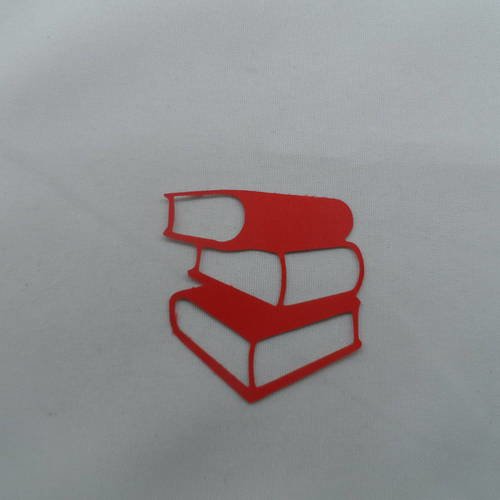 N°656 pile de trois livres en papier rouge découpage  fin 