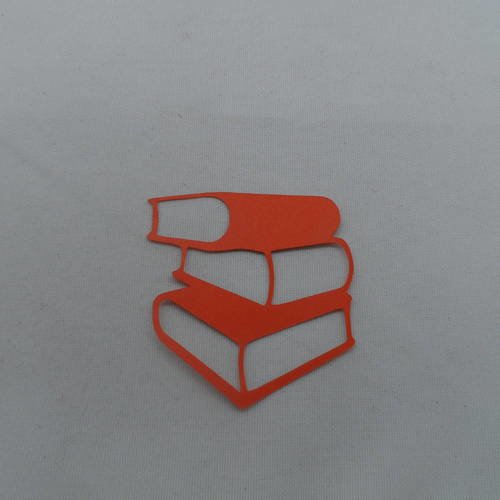 N°656 pile de trois livres en papier orange  vif découpage  fin 