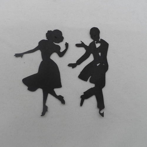 N°772  d'un couple de danseur  "détaché"  en papier noir découpage  fin
