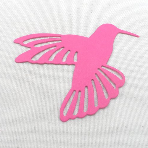 N°471 d'un joli  oiseau colibris  en papier fuchsia   découpage