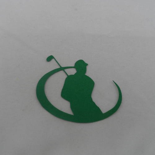 N°696  d'un "sigle" de golf   en papier  vert foncé  découpage fin 