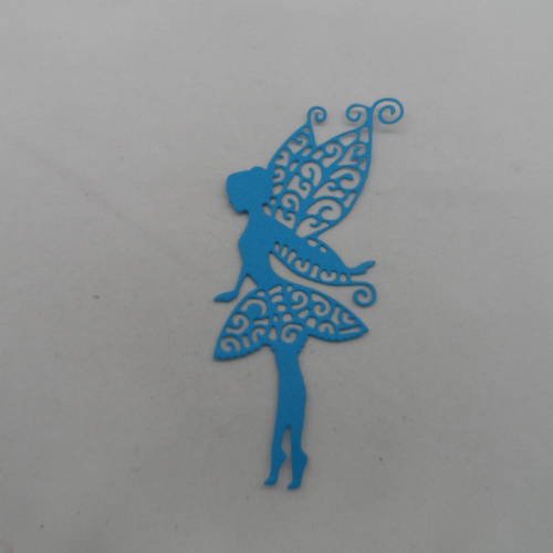 N°584 d'une grande "fée papillon"   dentelé en papier  bleu turquoise   découpage fin