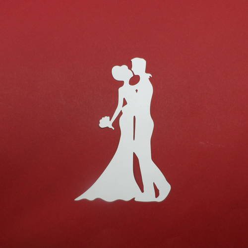 N°755 un couple de mariés   en papier  blanc n°3 embellissement