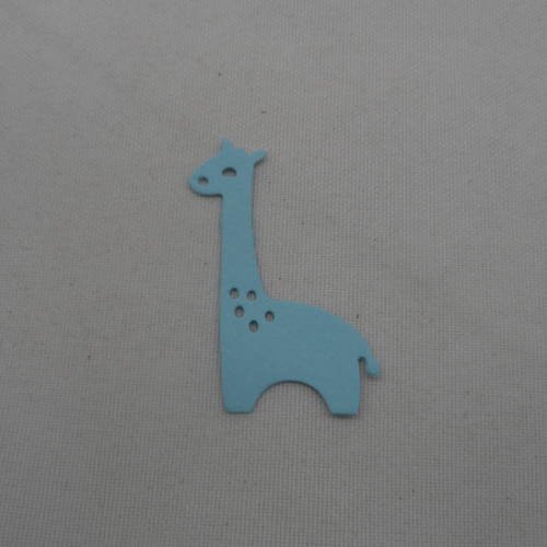 N°757 une jolie  petite girafe  "jouet" en papier bleu ciel