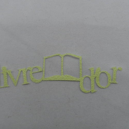 N°716  mot livre d'or   en papier tapisserie vert clair   avec livre n°1  découpage 
