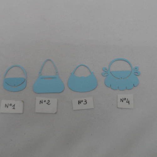 N°671 petit sac quatre formes différentes en papier bleu ciel vendu à l'unité découpage  fin