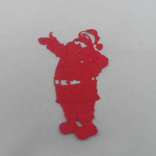N°709 père noël tenant un ours  n°2  en papier rouge découpage  fin 
