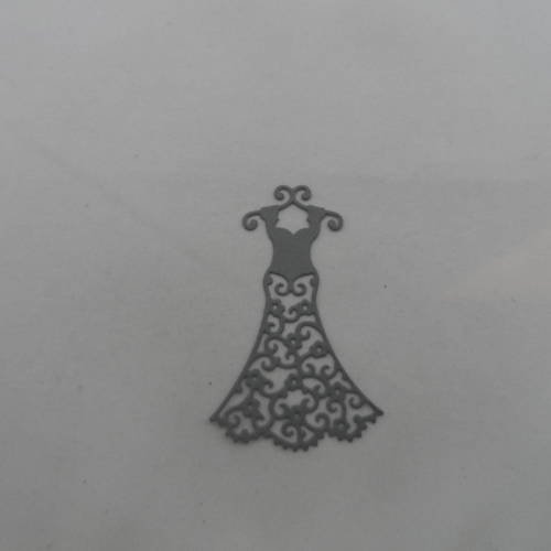 N°137 petite robe sur cintre en papier  gris   découpage fin