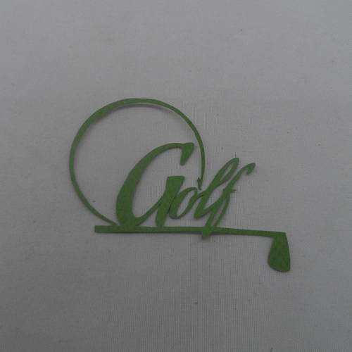 N°697 du  mot  golf  avec une canne  en papier  vert découpage fin 